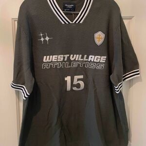 Abercrombie & Fitch Olive Sweater with Striped Collar